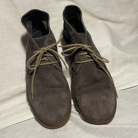 JOHNSTON & MURPHY WALLACE Grey/ Brown LEATHER CHUKKA DESERT BOOTS Men’s - Picture 3 of 6